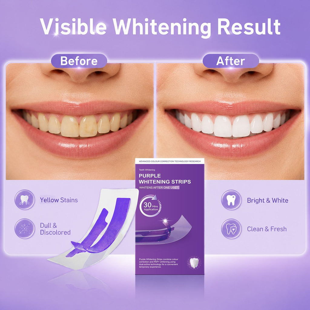 Purple Teeth Whitening Strips for Brightening and Freshening Breath