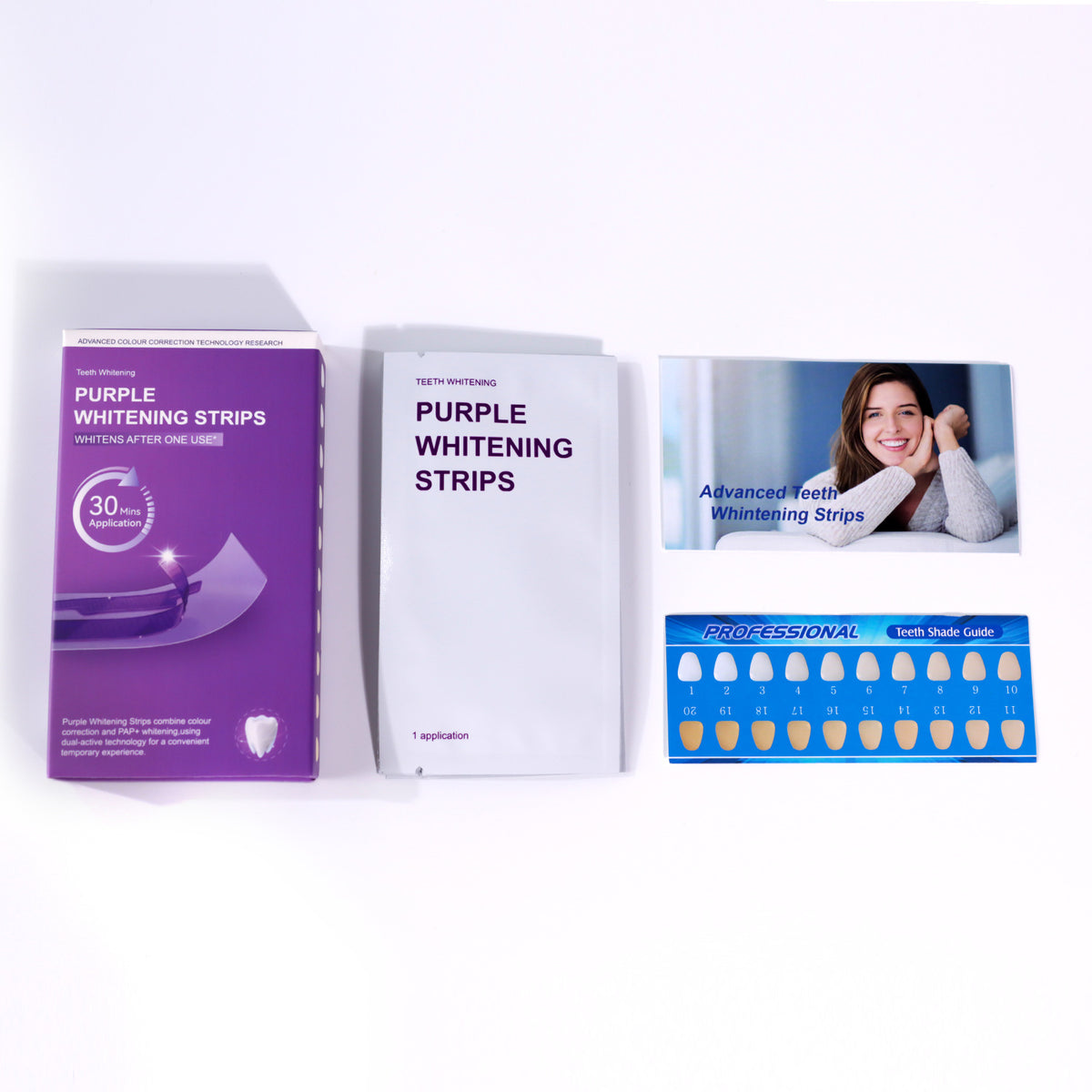 Purple Teeth Whitening Strips for Brightening and Freshening Breath